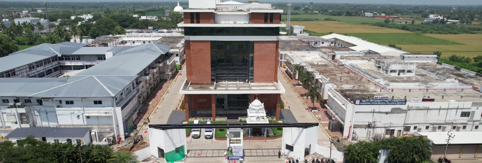 Aerial view of the AVMCH college and hospital blocks